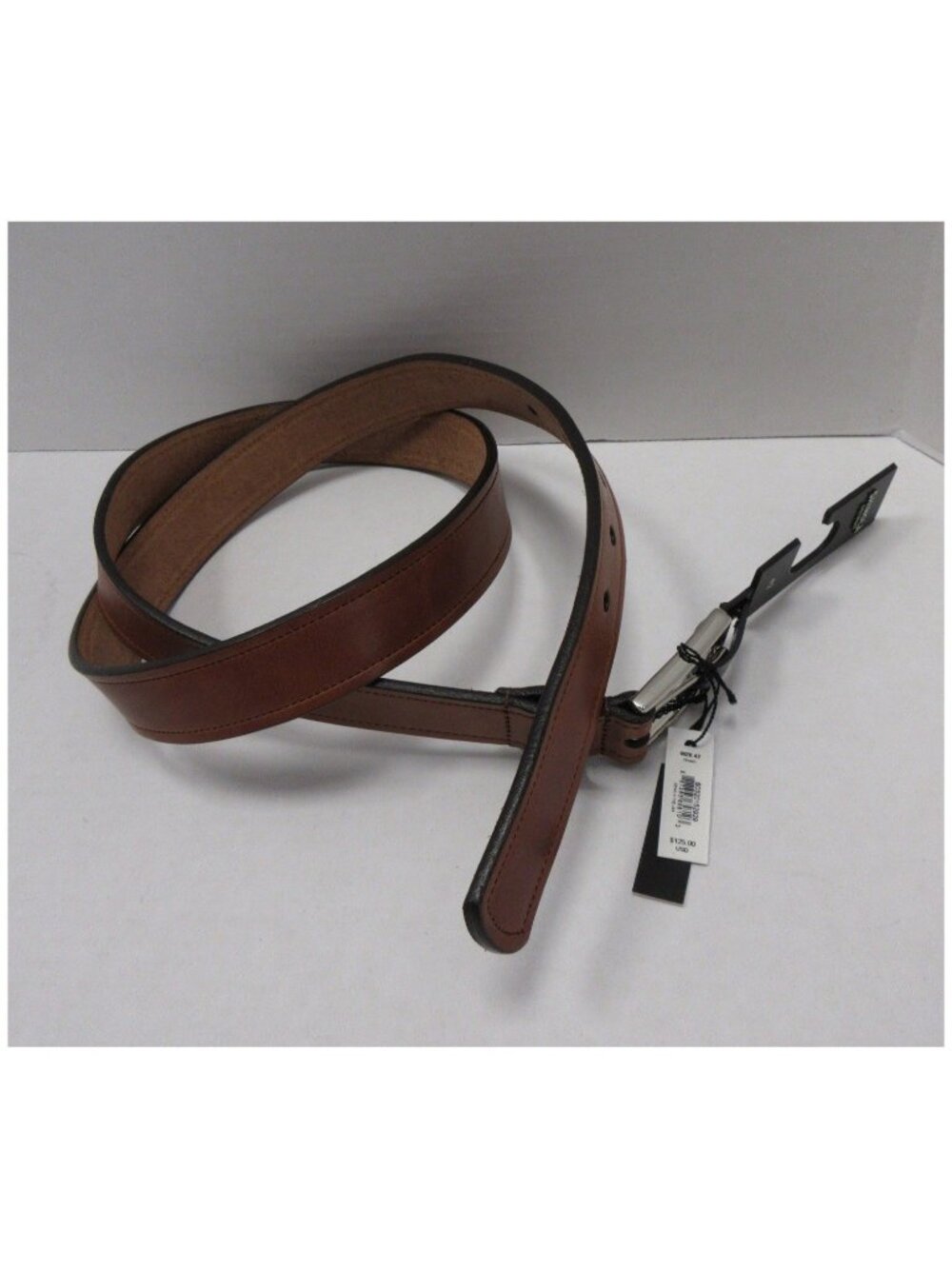 Shinola Detroit Belt 42 Leather Silver Buckle Dress Made in USA NEW